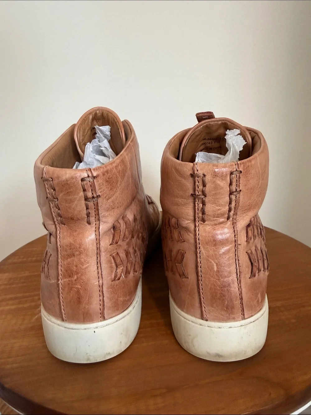 Frye Cognac Leather High-Top Zip Sneakers